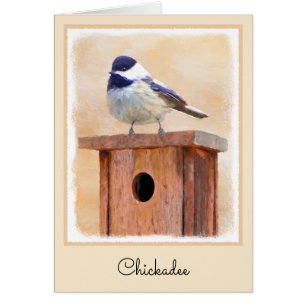Chickadeo auf Birdhouse Malerei Original Bird Art