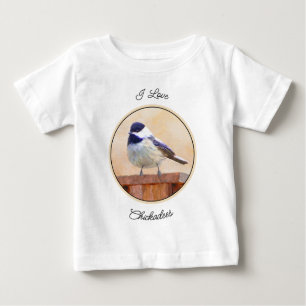 Chickadeo auf Birdhouse Malerei Original Bird Art Baby T-shirt