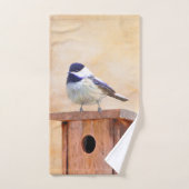 Chickadeo auf Birdhouse Malerei Original Bird Art Badhandtuch Set (Handtuch)