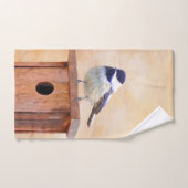 Chickadeo auf Birdhouse Malerei Original Bird Art Badhandtuch Set (Handtuch)