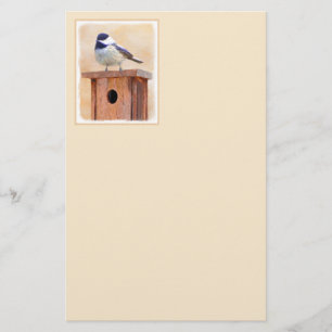 Chickadeo auf Birdhouse Malerei Original Bird Art Briefpapier