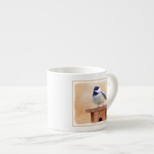 Chickadeo auf Birdhouse Malerei Original Bird Art Espressotasse
