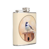 Chickadeo auf Birdhouse Malerei Original Bird Art Flachmann (Rechts)
