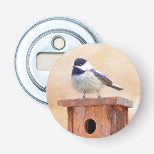 Chickadeo auf Birdhouse Malerei Original Bird Art Flaschenöffner