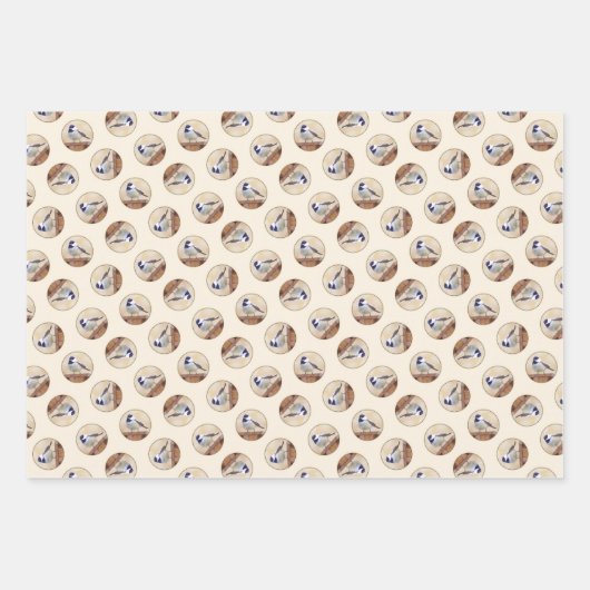 Chickadeo auf Birdhouse Malerei Original Bird Art Geschenkpapier Set (Vorderseite)