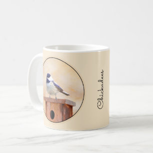 Chickadeo auf Birdhouse Malerei Original Bird Art Kaffeetasse