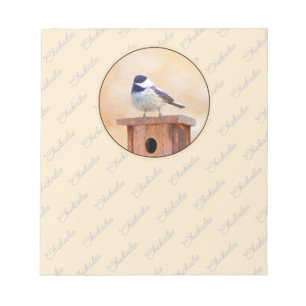 Chickadeo auf Birdhouse Malerei Original Bird Art Notizblock