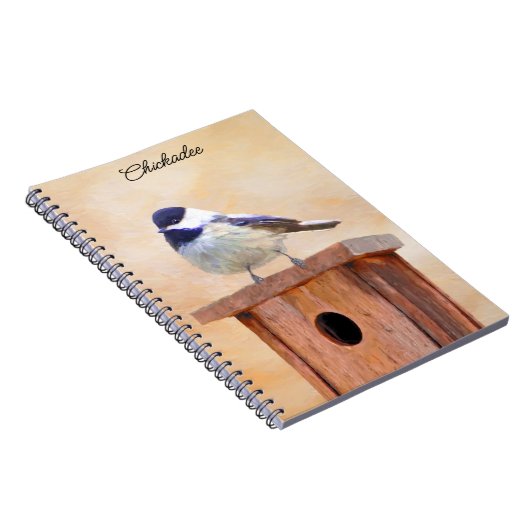 Chickadeo auf Birdhouse Malerei Original Bird Art Notizblock (Rechte Seite)