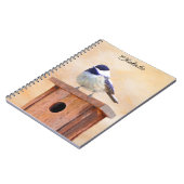 Chickadeo auf Birdhouse Malerei Original Bird Art Notizblock (Linke Seite)
