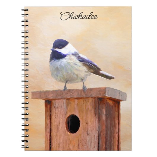 Chickadeo auf Birdhouse Malerei Original Bird Art Notizblock (Vorderseite)