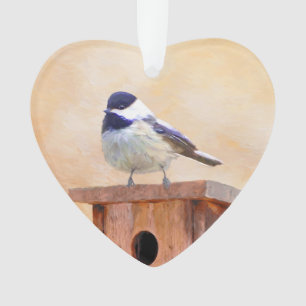 Chickadeo auf Birdhouse Malerei Original Bird Art Ornament