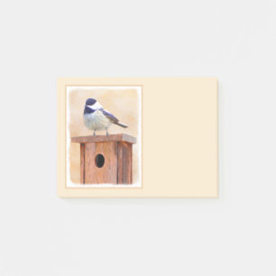 Chickadeo auf Birdhouse Malerei Original Bird Art Post-it Klebezettel