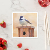 Chickadeo auf Birdhouse Malerei Original Bird Art Serviette (Beispiel)