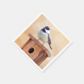 Chickadeo auf Birdhouse Malerei Original Bird Art Serviette (Ecke)