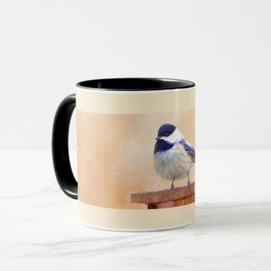 Chickadeo auf Birdhouse Malerei Original Bird Art Tasse (Vorderseite Links)