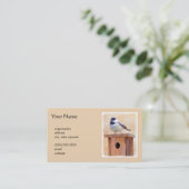 Chickadeo auf Birdhouse Malerei Original Bird Art Visitenkarte (Stehend Vorderseite)