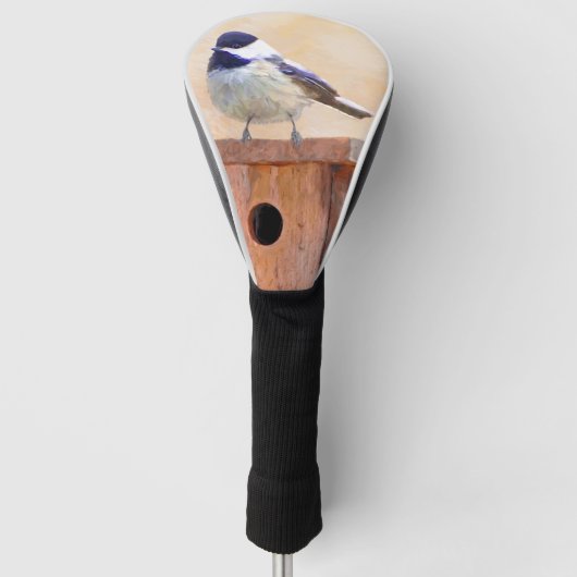 Chickadeo über Vogelmalerei Golf Headcover (Vorderseite)