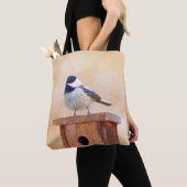 Chickadeo über Vogelmalerei Tasche (Von Nahem)