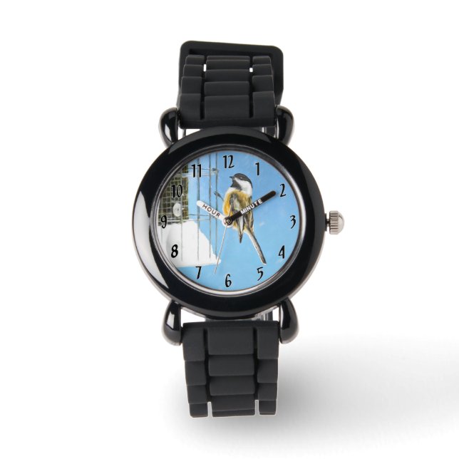 Chickadeon Feeder - Original Wild Bird Art Armbanduhr (Vorderseite)