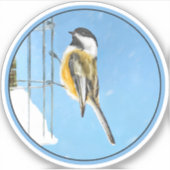 Chickadeon Feeder - Original Wild Bird Art Aufkleber (Vorderseite)
