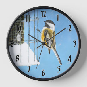 Chickadeon Feeder - Original Wild Bird Art Uhr