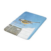 Chickadeon Feeder Painting - Original Bird Art Badematte (Schrägansicht)