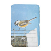 Chickadeon Feeder Painting - Original Bird Art Badematte (Vorderseite Vertikal)