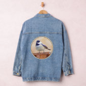 Chickadeon Feeder Painting - Original Bird Art Jeansjacke (Hangar)