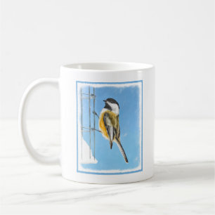 Chickadeon Feeder Painting - Original Bird Art Kaffeetasse