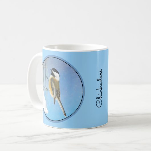 Chickadeon Feeder Painting - Original Bird Art Kaffeetasse (Vorderseite Links)