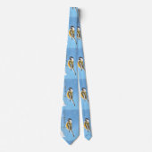 Chickadeon Feeder Painting - Original Bird Art Krawatte (Vorderseite)