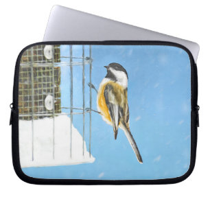 Chickadeon Feeder Painting - Original Bird Art Laptopschutzhülle