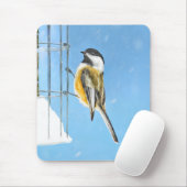 Chickadeon Feeder Painting - Original Bird Art Mousepad (Mit Mouse)