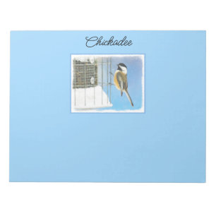 Chickadeon Feeder Painting - Original Bird Art Notizblock
