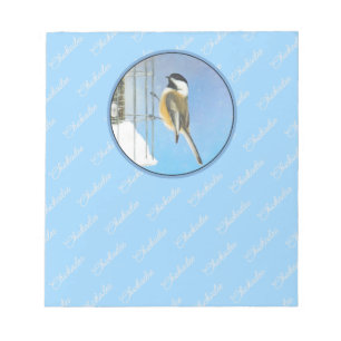 Chickadeon Feeder Painting - Original Bird Art Notizblock