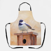 Chickadeon Feeder Painting - Original Bird Art Schürze (Vorderseite)