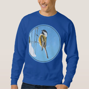 Chickadeon Feeder Painting - Original Bird Art Sweatshirt