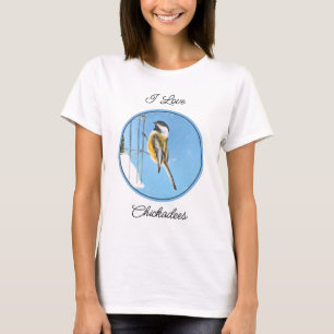 Chickadeon Feeder Painting - Original Bird Art T-Shirt