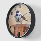 Chickadeon Feeder Painting - Original Bird Art Uhr (Winkel)