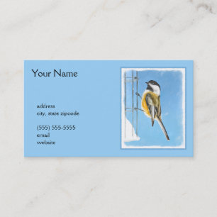 Chickadeon Feeder Painting - Original Bird Art Visitenkarte