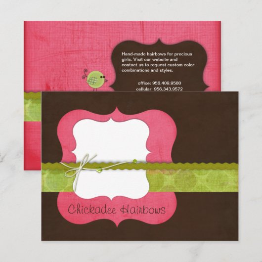 Chickadep {pink} Haarbogen Postkarte (Vorne/Hinten)