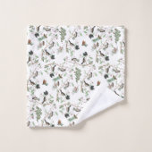 Chickadevögel Berries & Pinecones Wasserfarbe Badhandtuch Set (Waschlappen)