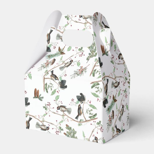 Chickadevögel Berries & Pinecones Wasserfarbe Geschenkschachtel (Rückseite)