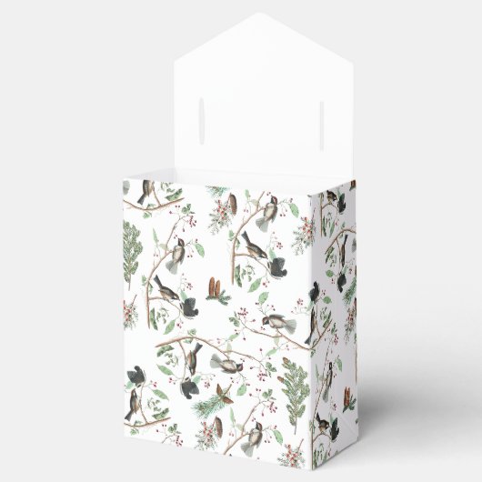 Chickadevögel Berries & Pinecones Wasserfarbe Geschenkschachtel (Geöffnet)