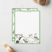 Chickadevögel Berries & Pinecones Wasserfarbe Mitteilungskarte (Vorderseite/Rückseite Beispiel)