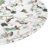 Chickadevögel Berries & Pinecones Wasserfarbe Schneidebrett (Ecke)