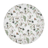 Chickadevögel Berries & Pinecones Wasserfarbe Schneidebrett (Vorderseite)