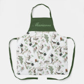 Chickadevögel Berries & Pinecones Wasserfarbe Schürze (Vorderseite)