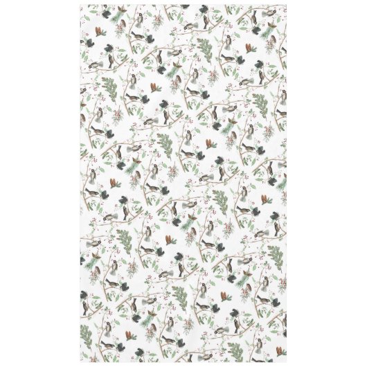 Chickadevögel Berries & Pinecones Wasserfarbe Tischdecke (Vorderseite)