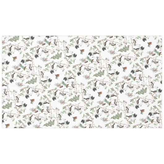 Chickadevögel Berries & Pinecones Wasserfarbe Tischdecke (Vorderseite (Horizontal))